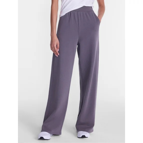 Athletic Works Women's and Women's Plus French Terry Wide Leg Pants, 31" Inseam, Sizes XS-4X | Walmart (US)