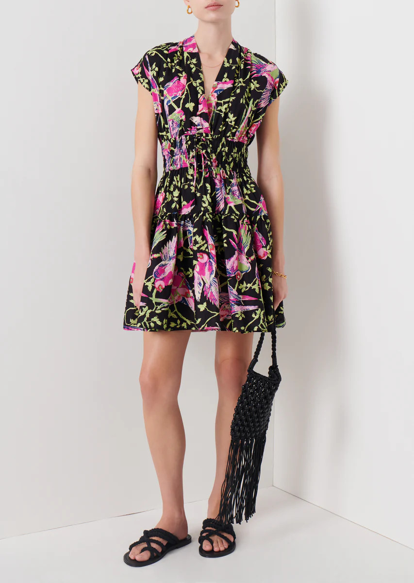 Tora V-Neck Dress - Black Multi | Derek Lam