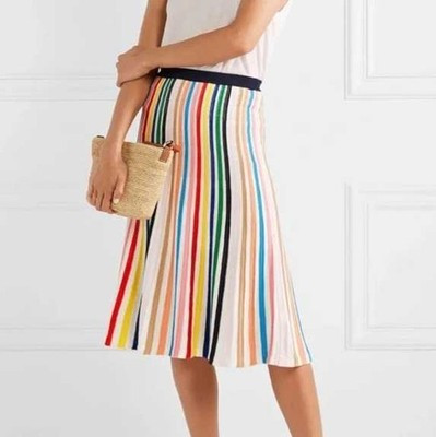 New SP MP M L J.Crew Rainbow Stripe pull-on flare knit skirt | eBay US
