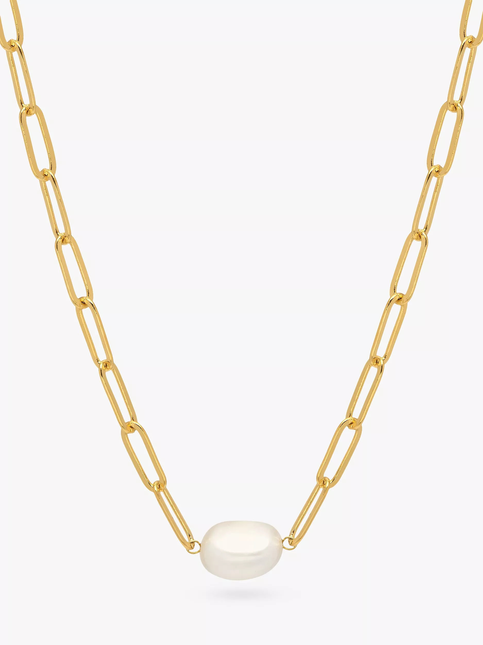 Estella Bartlett The Edit Link Chain Pearl Necklace, Gold | John Lewis (UK)