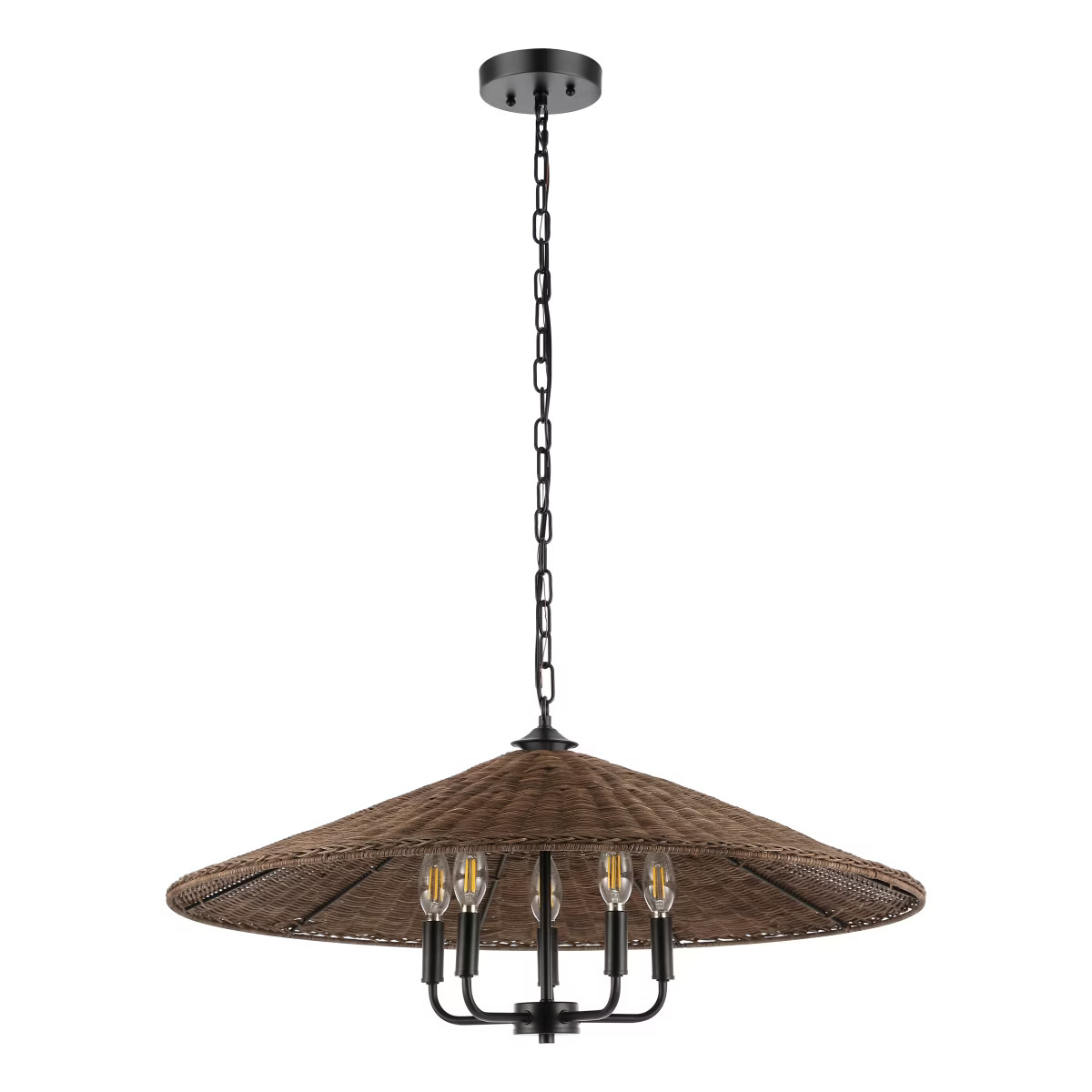 Palmera 5 Light 30" Pendant - PND4211 - Dark Natural/Black - Safavieh | Target