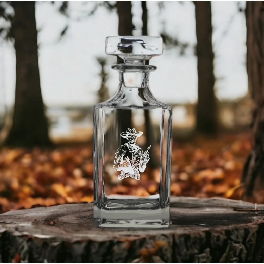 Cowboy Decanter 26 Oz Bourbon Whiskey Premium Glass Personalize Western Film NEW - Etsy | Etsy (US)