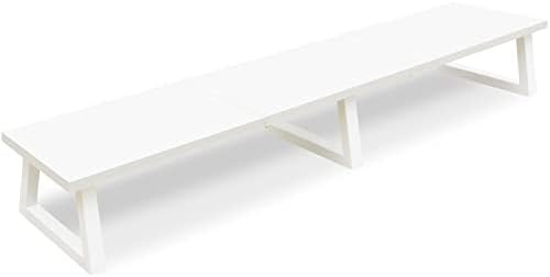 TEAMIX 42 inch White Monitor Riser for 2 Monitors, Wood Desktop Dual Monitor Stand with Metal Leg... | Amazon (US)