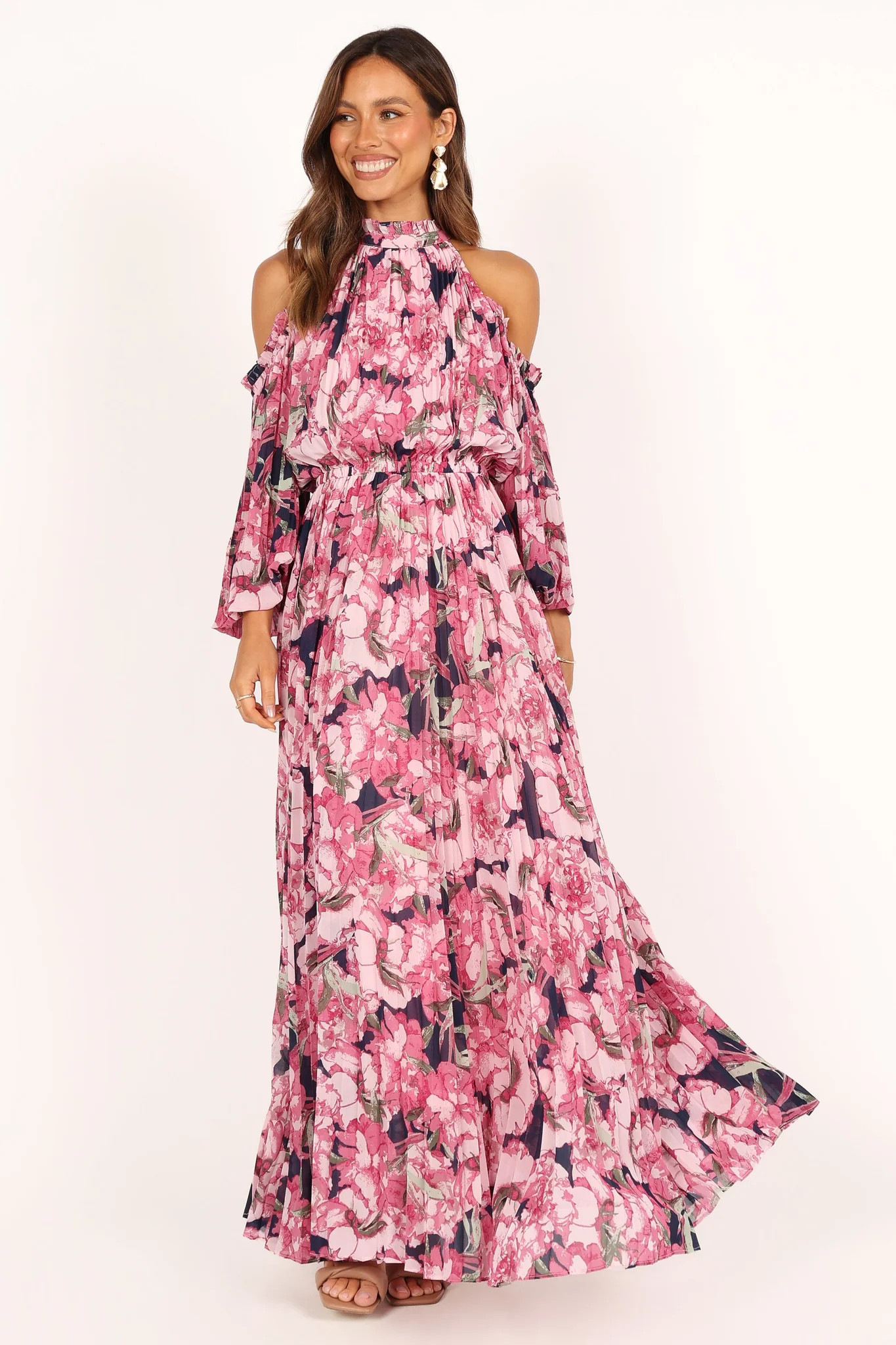 Hilary Pleated Maxi Dress - Pink Floral | Petal & Pup (US)