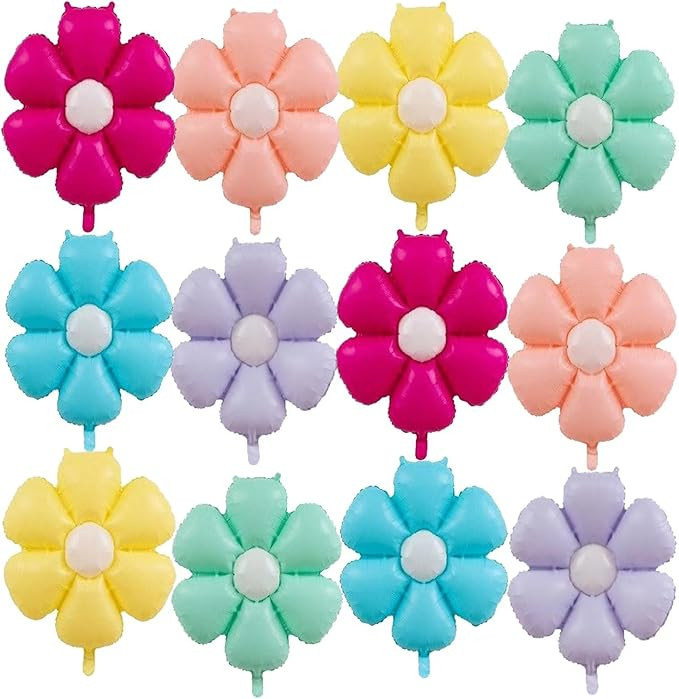 12 Pcs Daisy Balloons Flower Balloons Flower Theme Party Supplies Baby Shower Girls Birthday Part... | Amazon (US)