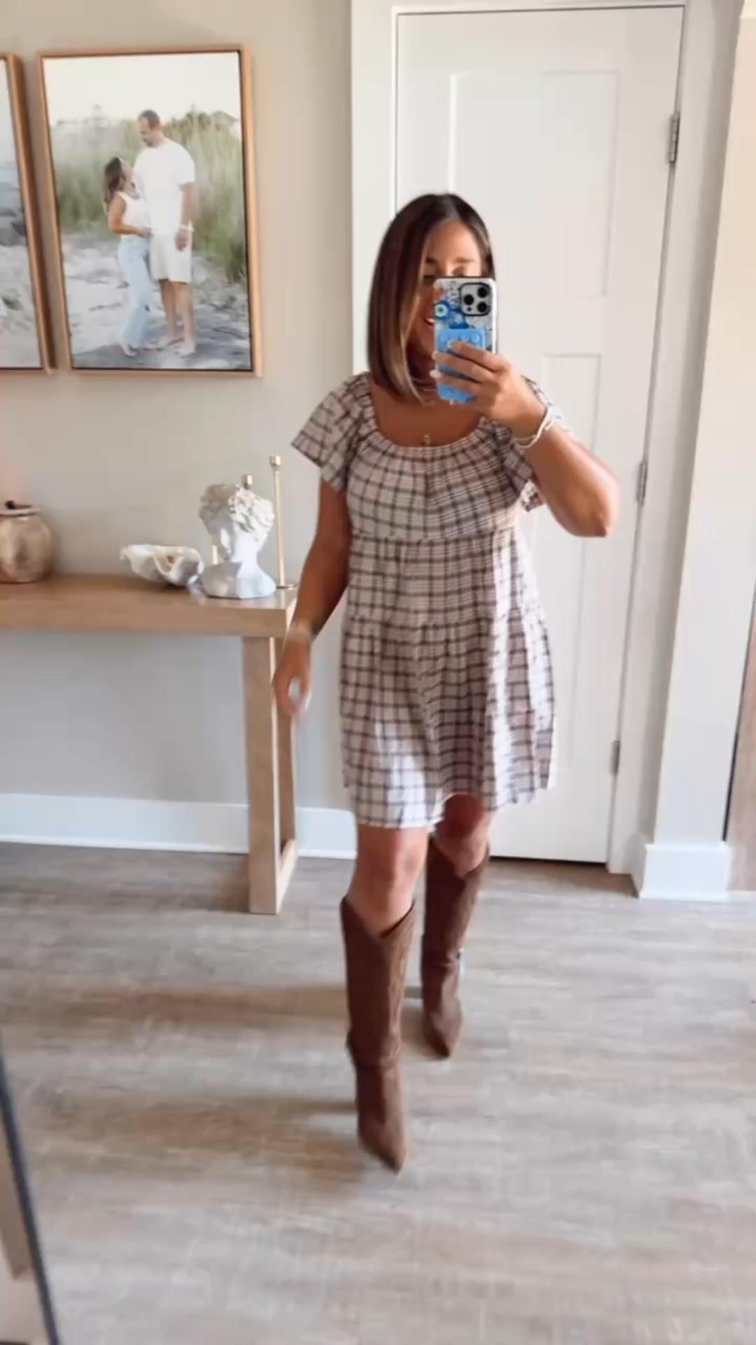 Stop it right now, this dress is an absolute must for fall. The material is perfect for warmer days but can be layered for cooler weather! The colors and plaid design are perfect for fall. 

Fall outfit inspo, family photo outfit inspo 

#LTKPetite #LTKSeasonal #LTKStyleTip