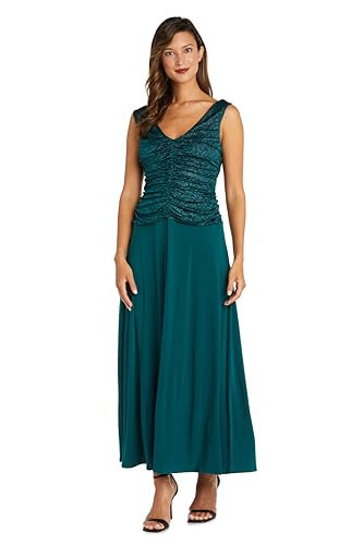R&M Richards Women's Petite Long Glitter Evening Gown, Emerald | Amazon (US)