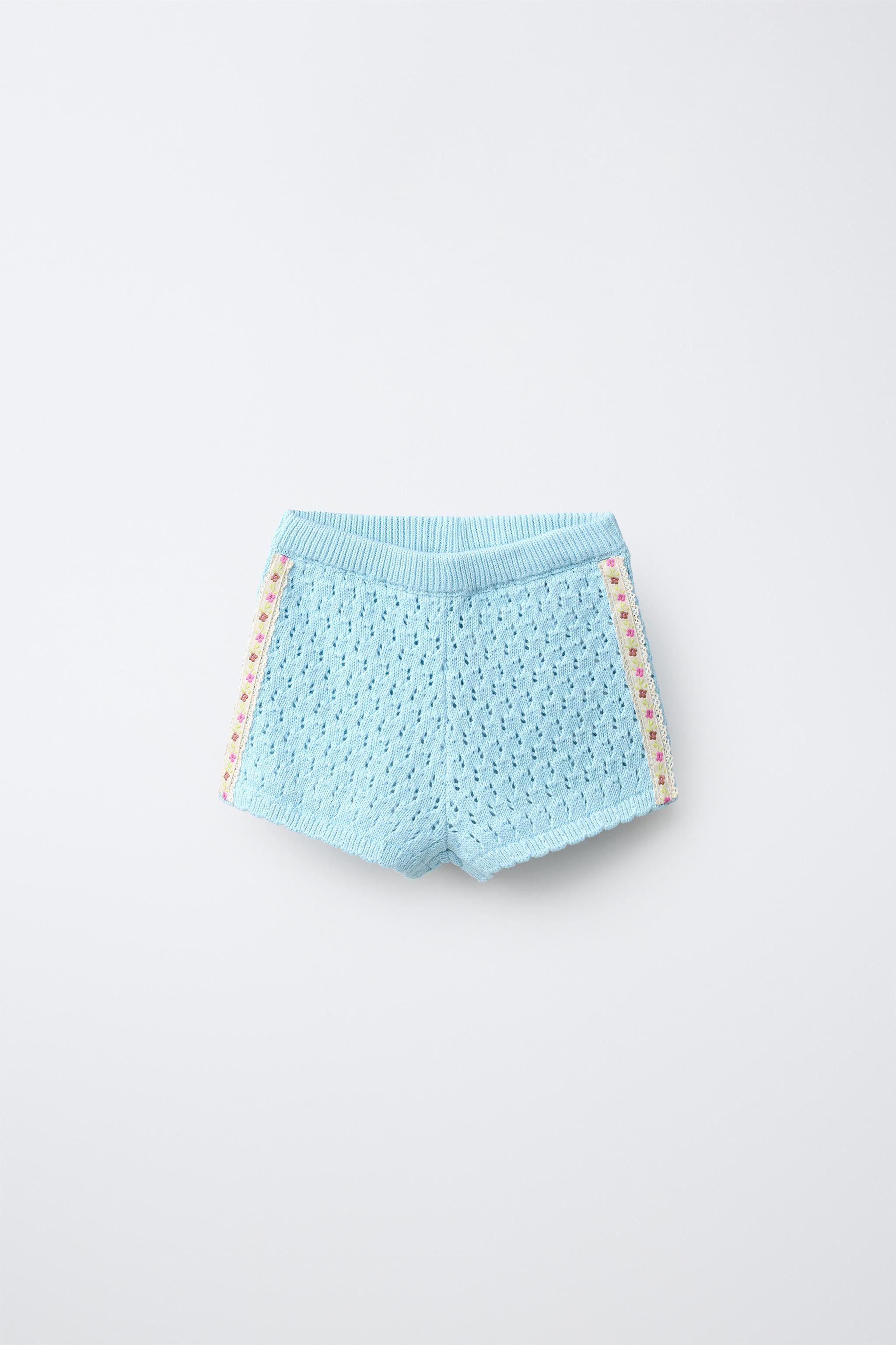 EMBROIDERED FLORAL KNIT SHORTS | Zara Canada