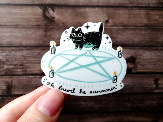 Oh Lawd He Summonin' Sticker, Vinyl Sticker, Kawaii Cat Sticker, Witch Cat, Fat Cat Sticker, Blac... | Etsy (US)