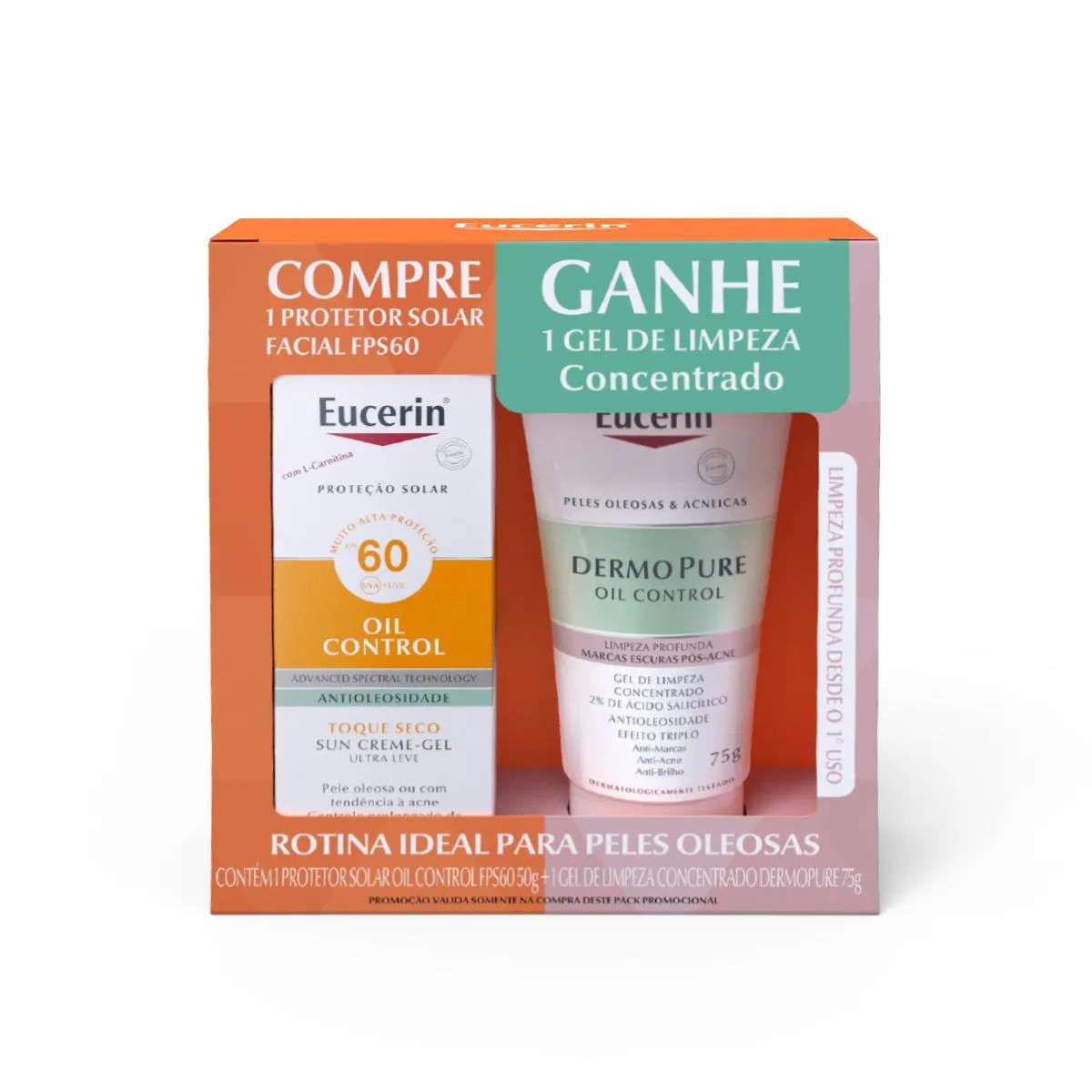 Promopack Eucerin Protetor Solar Oil Control Fps 60 50G + Gel De Limpeza Dermopure Oil Control 75G | DrogaRaia (BR)