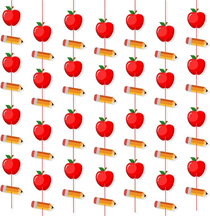 Uniwish 4 Strings Pencil Apple Garland Banner Back to School Decorations | Amazon (US)