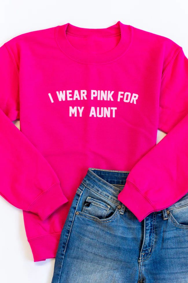 I Wear Pink For My Aunt Hot Pink Graphic Sweatshirt | The Pink Lily Boutique