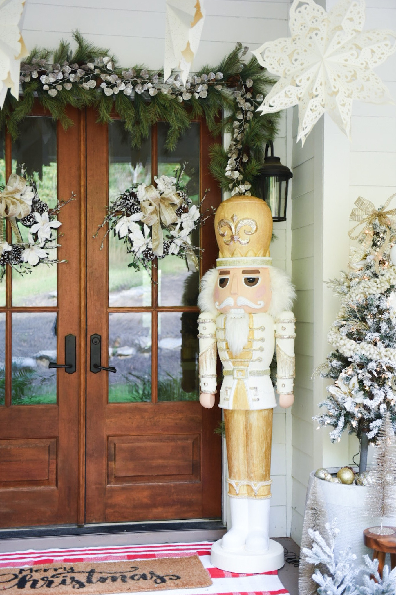 DIY life size nutcrackers !!!! If white is out of stock, you could easily spray paint the red ones to get your white base !!! Linked everything I used ! 

#LTKfindsunder100 #LTKhome #LTKHoliday