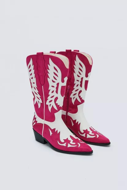 Faux Leather Contrast Western Boot | Nasty Gal (US)