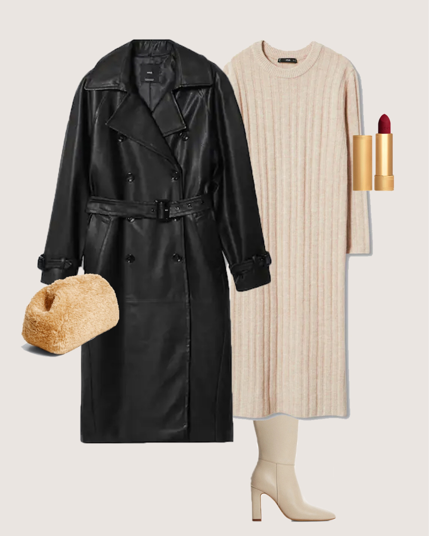 Black leather coat outfit 🔪🖤

Beige and black outfit, winter outfit, beige and black winter outfit, Sherpa beige bag, Sherpa clutch, beige long dress, knit beige dress, maxi beige dress, ribbed beige dress, beige boots, cream boots, red lipstick outfit, winter 2022 outfit

#LTKstyletip #LTKSeasonal #LTKworkwear