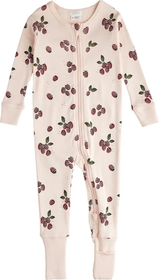 FIRSTS by Petit Lem Berry Print One Piece Cotton Convertible Footie Pajamas | Nordstrom | Nordstrom