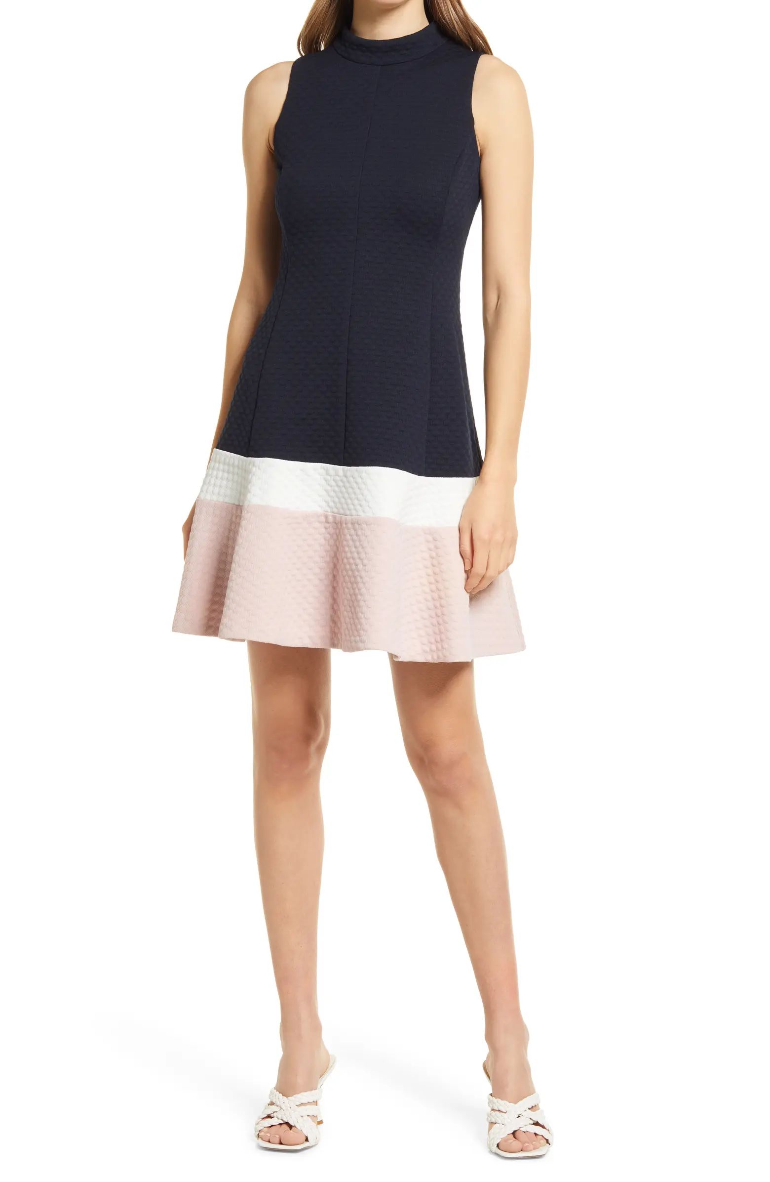 Colorblock Quilted Fit & Flare Dress | Nordstrom