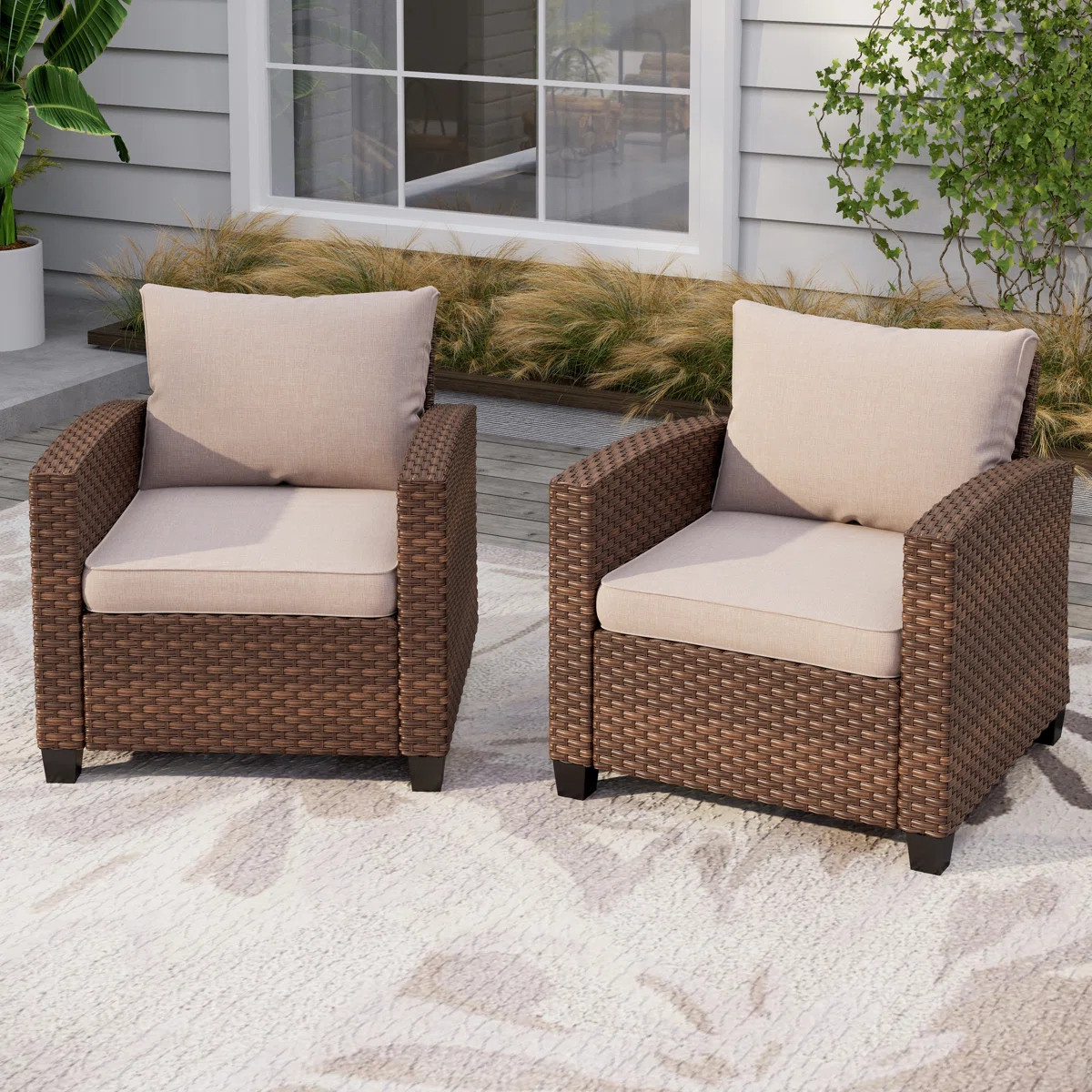 Argyri Patio Chair with Cushions (Set of 2) | Wayfair North America
