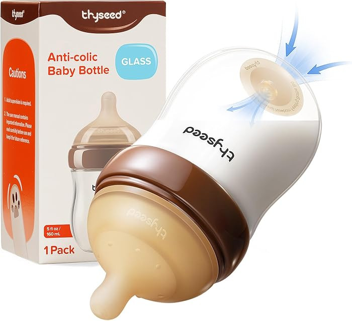 Thyseed Anti-Colic Glass Baby Bottle for Breastfed Infants, Paced Feeding, Breast-Like Newborn Sl... | Amazon (US)
