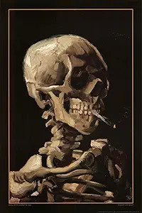 Vincent Van Gogh Skeleton Skull With Burning Cigarette Art Print Poster 24x36 inch | Amazon (US)
