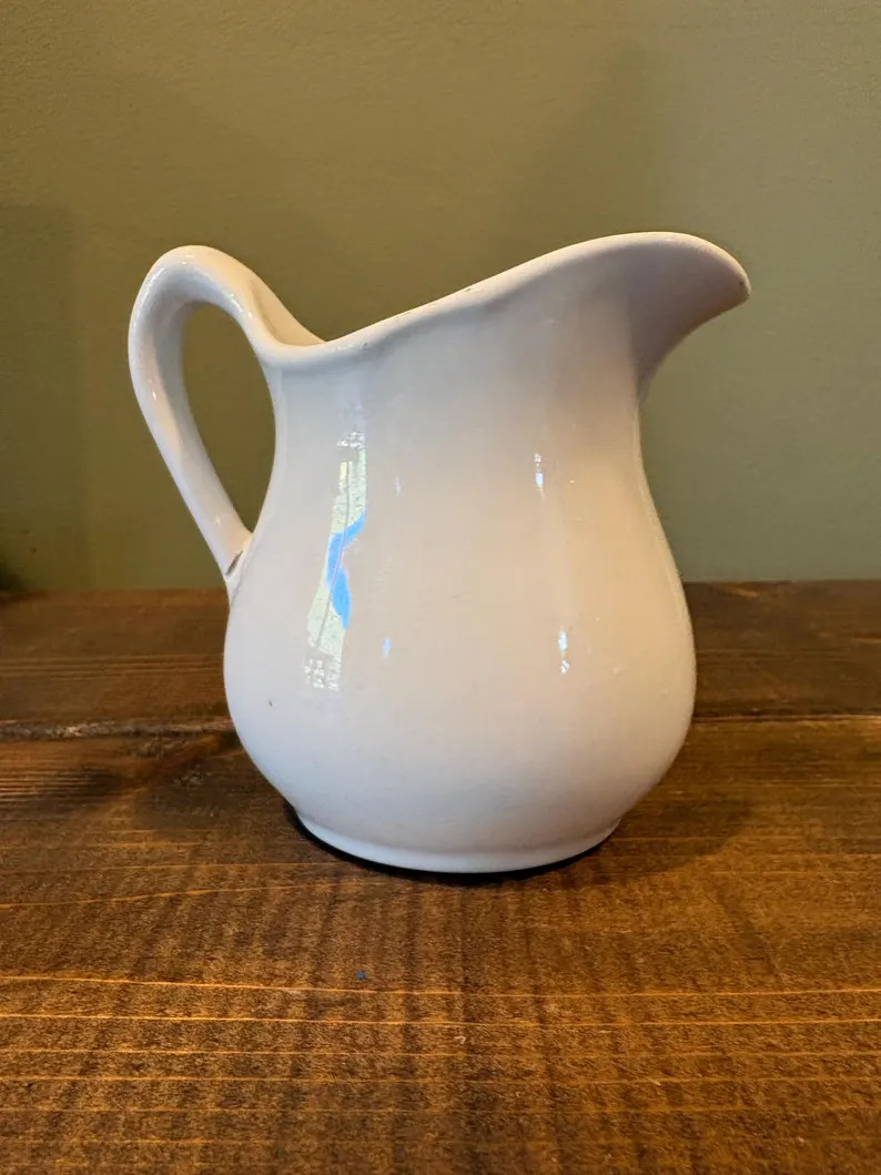 Country Farmhouse Vintage Chunky Ironstone Small Pitcher or Creamer 4", Homer Laughlin Vintage Cr... | Etsy (US)