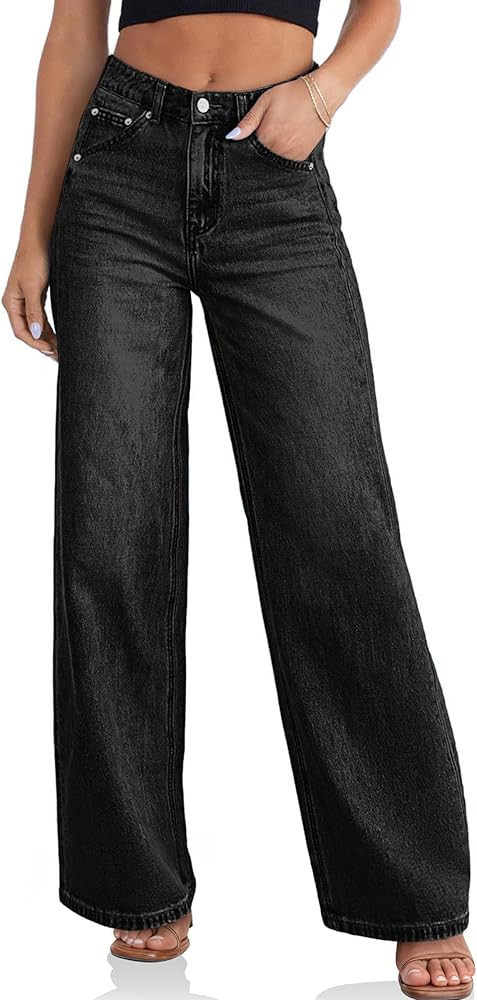 Cicy Bell Womens Wide Leg Baggy Jeans High Waisted Boyfriend Loose Denim Pants with Pockets | Amazon (US)