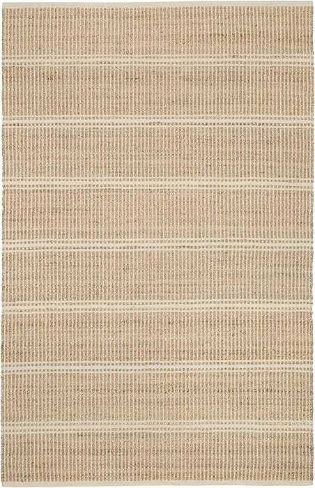 Dash and Albert Arbor Jute Area Rug - 8.5 X 11.5 Ivory Stripe Handwoven Accent Rug - Durable, Eco... | Amazon (US)