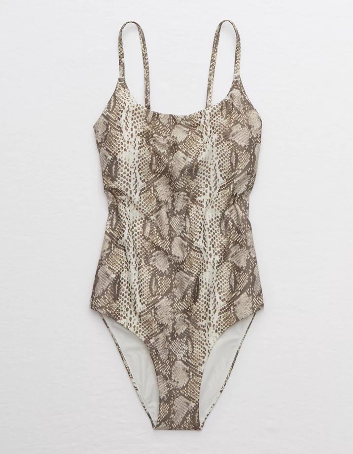 Aerie Snake Tie Back One Piece Swimsuit | American Eagle Outfitters (US & CA)