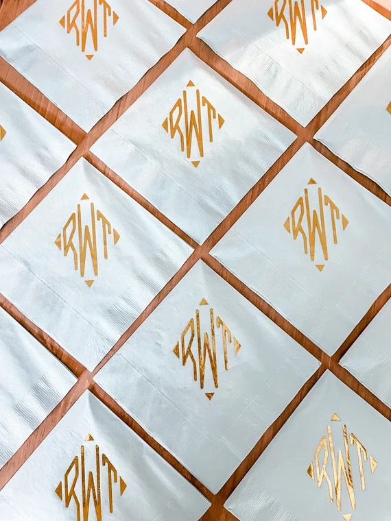 Personalized Paper Napkins Diamond Monogram Napkins Wedding | Etsy | Etsy (US)