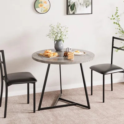 Round Dining Table Set For 2, Circle Kitchen Table And Chairs, Dining Room Table Set With Upholstered Chairs, Wood Dinner Set For Small Space, Apartme | Wayfair North America