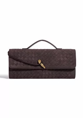Adornia Suede Dark Brown Woven Baguette Bag | Belk