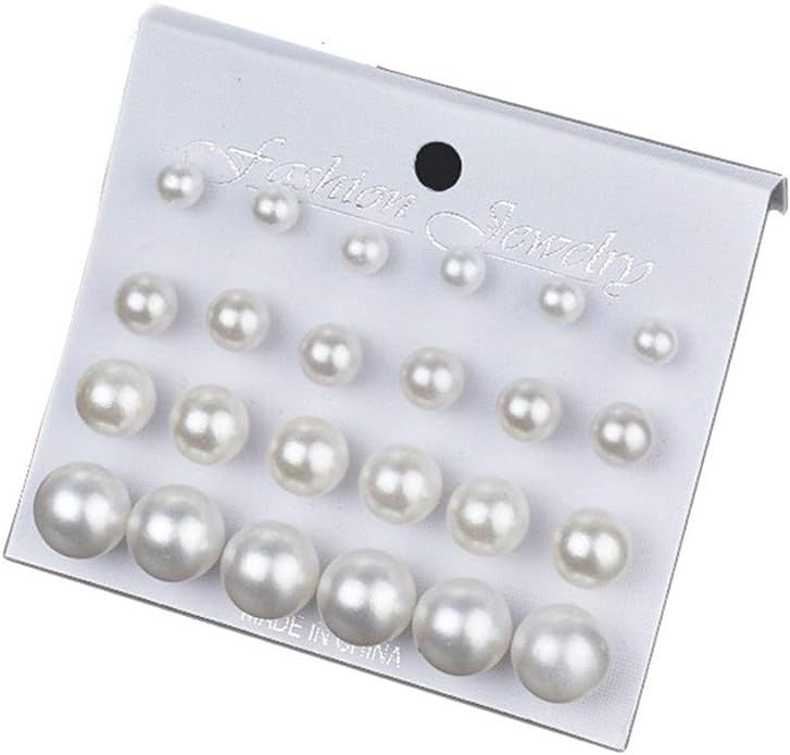 Fashion Women Square Crystal Heart Stud Earrings for Women Piercing Simulated Pearl Flower Earrin... | Amazon (US)
