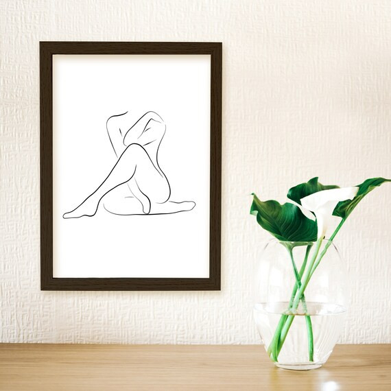 Woman Silhouette Art Female Body Art Minimalist Sketch Nude | Etsy | Etsy (US)