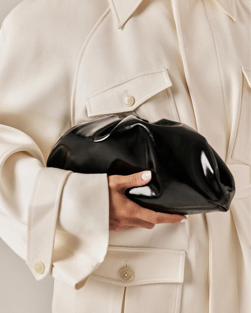 KYLA CLUTCH BAG - BLACK CRINKLE PATENT | Billini AU