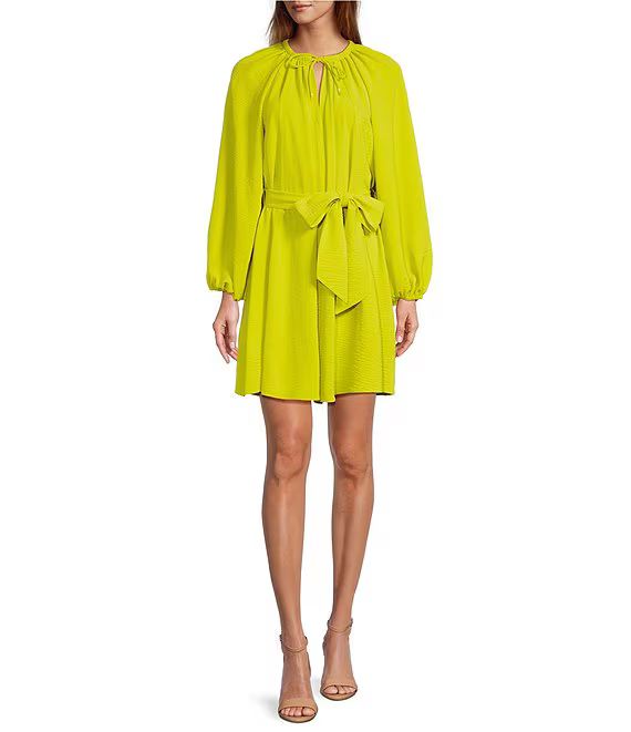 Antonio Melani Raffaella Split V-Neck Tie Waist Long Sleeve Dress | Dillard's | Dillard's