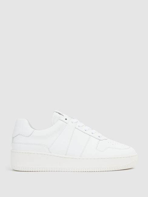 Mid Top Leather Trainers | Reiss UK
