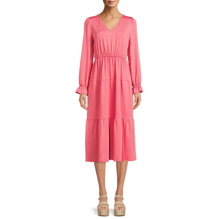 Heather B Women's 3/4 Sleeve Tiered Dress - Walmart.com | Walmart (US)