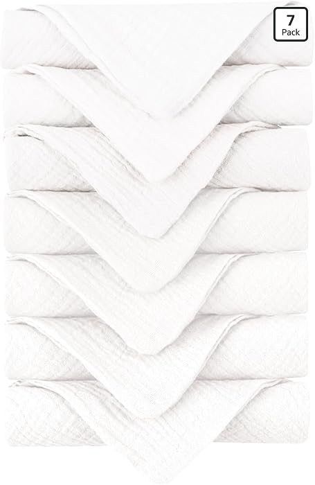 Konssy Baby Muslin Washcloths 7-Pack, 100% Cotton Baby Bath Washcloths, Soft & Absorbent Wash Clo... | Amazon (US)