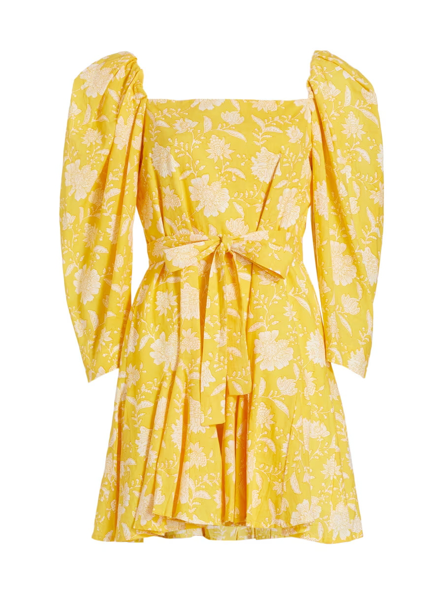 Anais Belted Puff-Sleeve Minidress | Saks Fifth Avenue