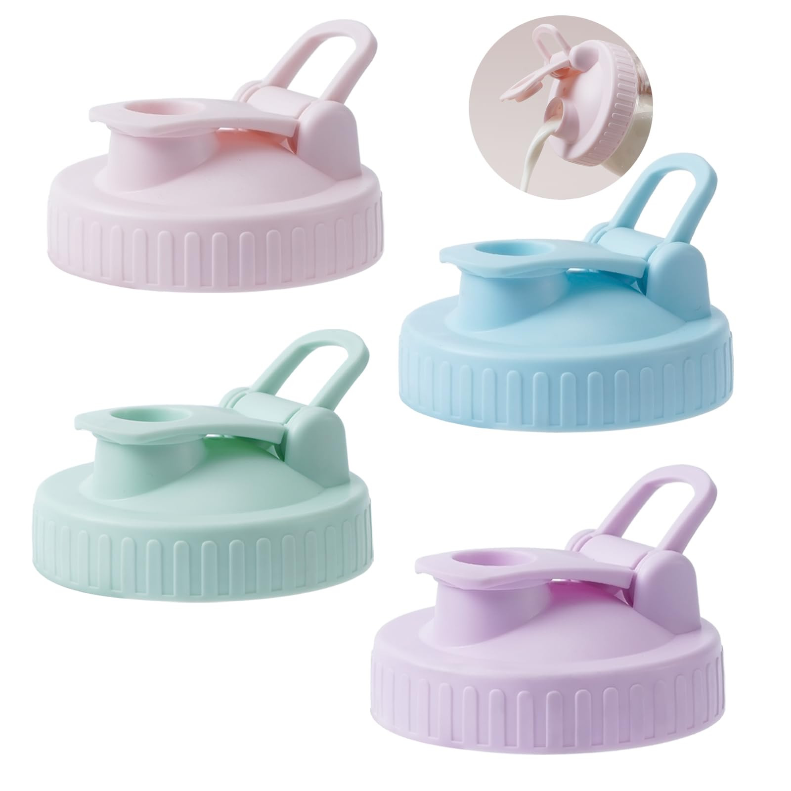 4 Pack Regular Mouth Mason Jar Pour Spout, Mason Jar Pitcher Lids with Leakproof Airtight Flip Ca... | Amazon (US)