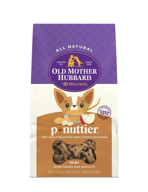 Old Mother Hubbard Classic P-Nuttier Biscuits Baked Dog Treats, Mini, 16 Ounce Bag | Walmart (US)