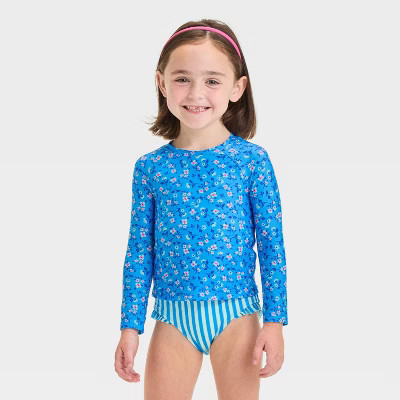Toddler Girls' Long Sleeve Rash Guard Tankini Set - Cat & Jack™ | Target