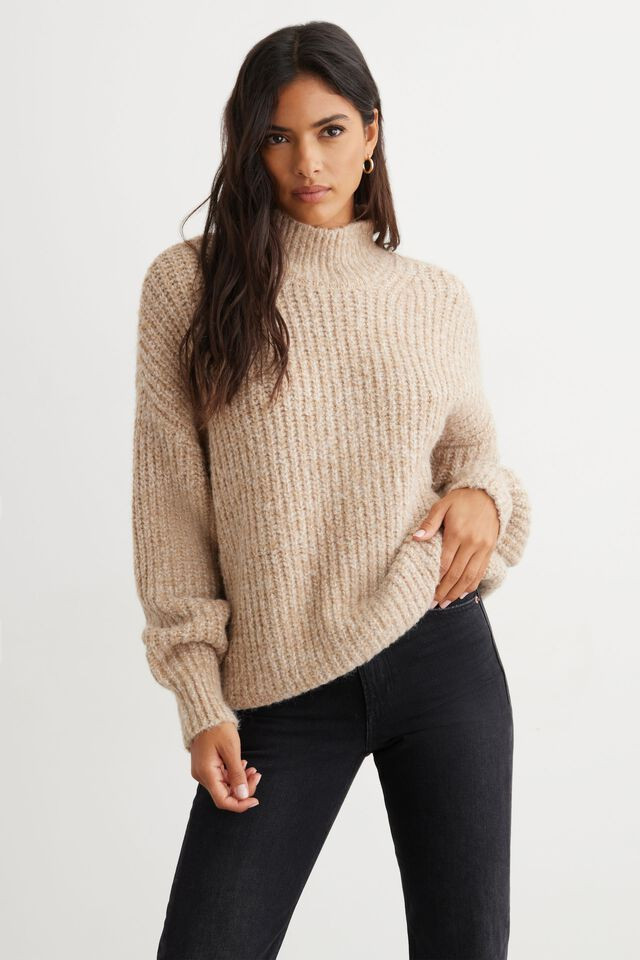 Long Funnel Neck Sweater | Dynamite Clothing