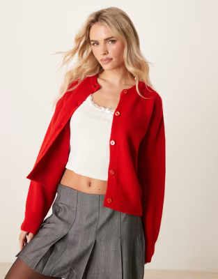 New Look crew neck cardigan in red | ASOS (Global)