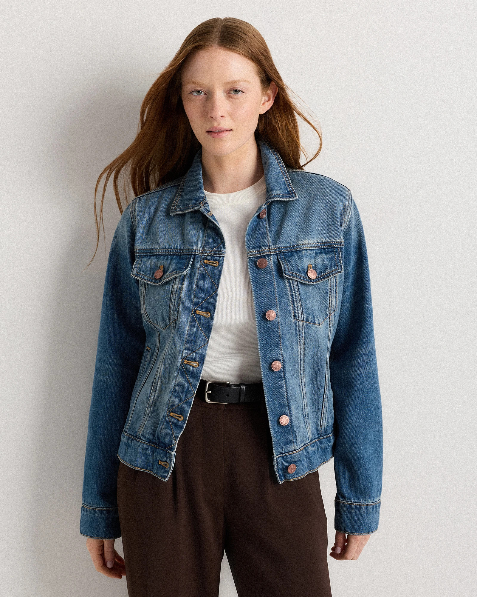Quince | Women's Denim Jacket in Indigo Blue, Size Medium, Cotton | Quince