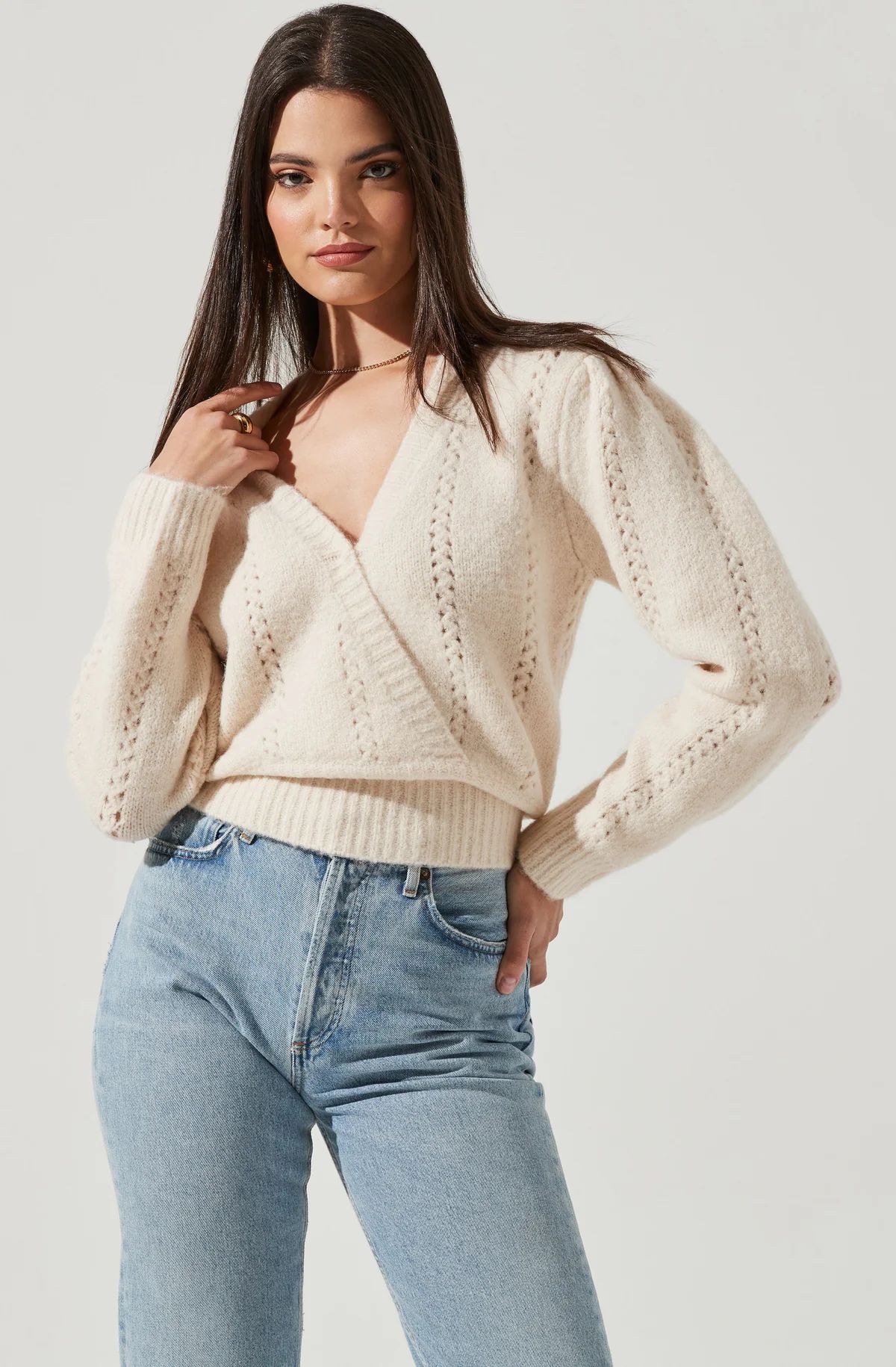 Wrap Pointelle Sweater | ASTR The Label (US)
