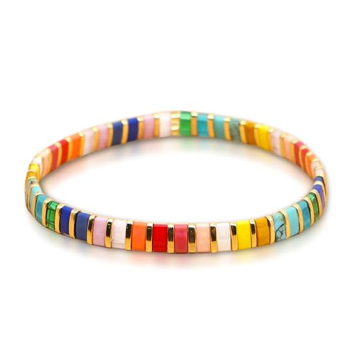 Sonateomber Summer Candy Colors Tila Flat Seed Beads Stretch Strand Bracelet for Women Girls - Tr... | Amazon (US)