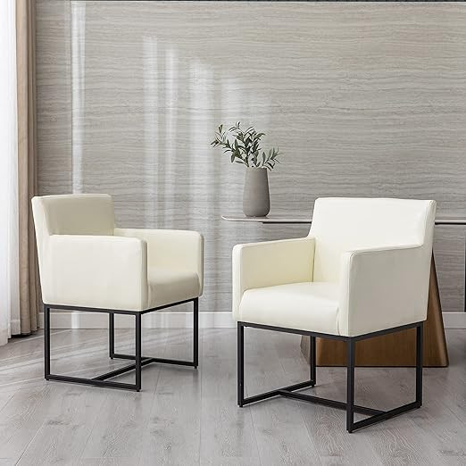 RIVOVA Mid Century Modern Dining Chairs Set of 2, PU Leather Dining Room Chairs, Kitchen Side Cha... | Amazon (US)