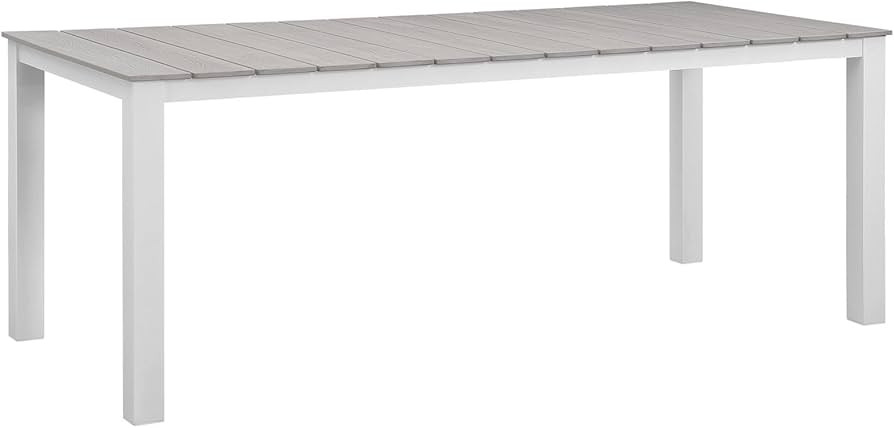Modway EEI-1509-WHI-LGR Maine White Light Gray 80" Outdoor Patio Dining Table, Green | Amazon (US)