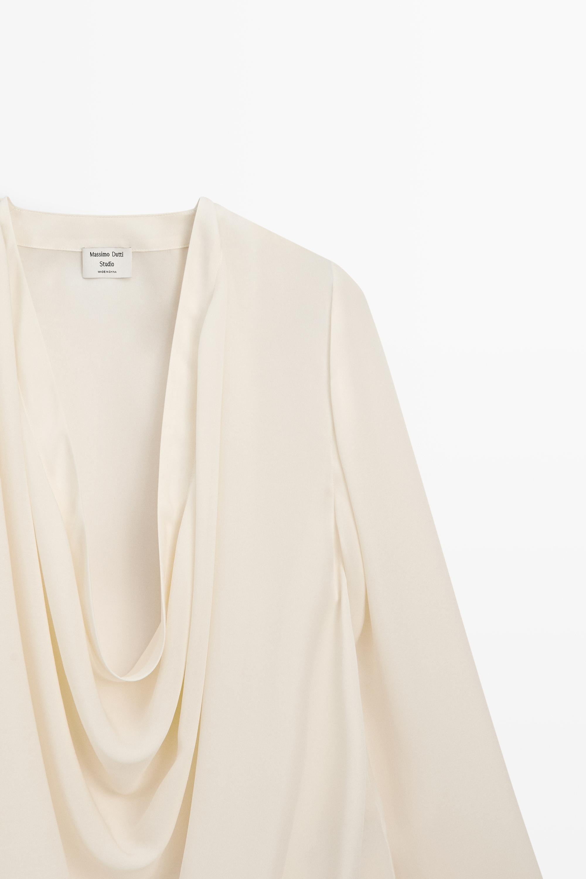Flowing silk blouse with cowl neckline - STUDIO | Massimo Dutti UK